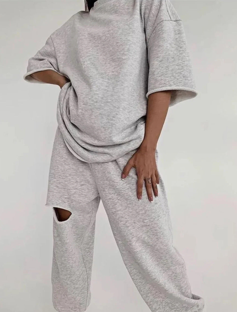 Damen lässiges Hoodie- und Jogginganzug-Set mit modernem Design Heidi-Mode