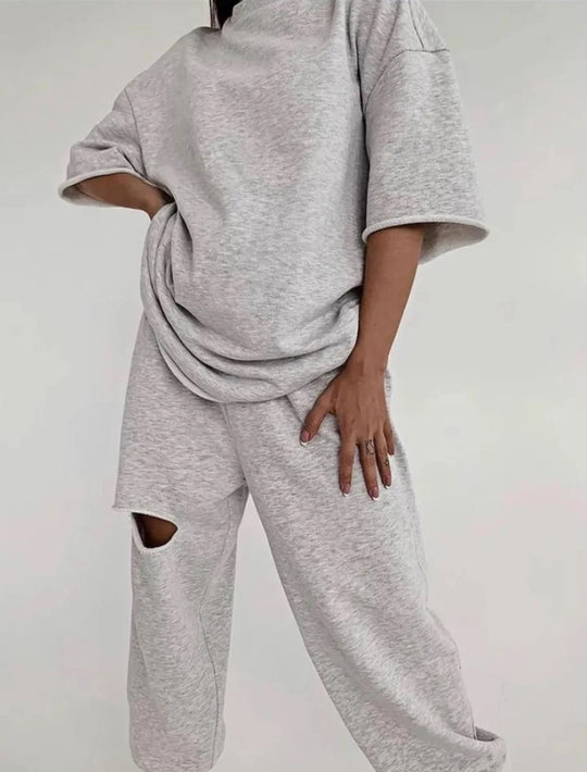 Damen lässiges Hoodie- und Jogginganzug-Set mit modernem Design Heidi-Mode