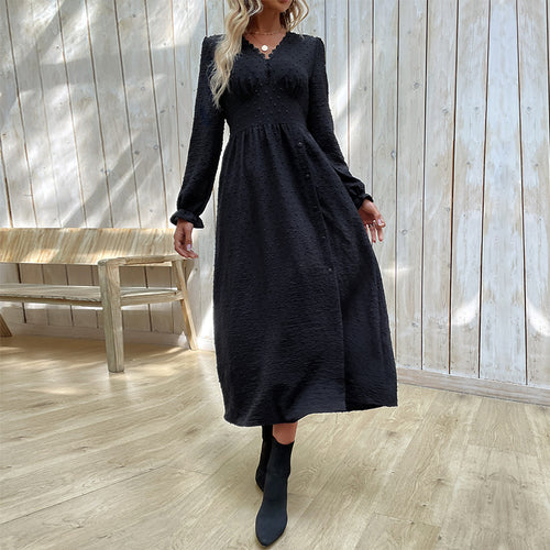 Damen Maxikleid mit elegantem V-Ausschnitt und raffiniertem Schlitz Heidi-Mode