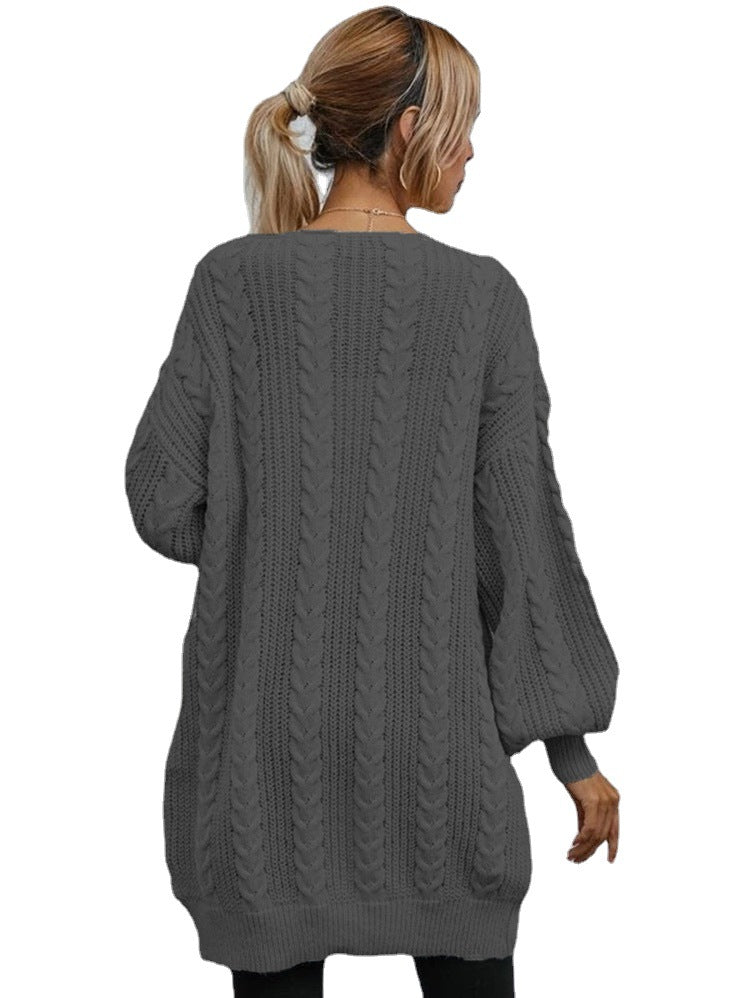 Damen Grobstrick Cardigan mit lässigem Oversize-Schnitt und raffiniertem Zopfmuster Heidi-Mode