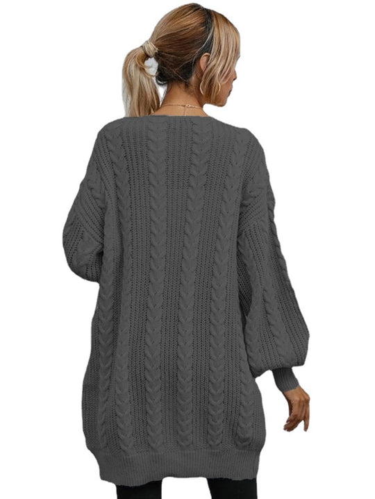 Damen Grobstrick Cardigan mit lässigem Oversize-Schnitt und raffiniertem Zopfmuster Heidi-Mode