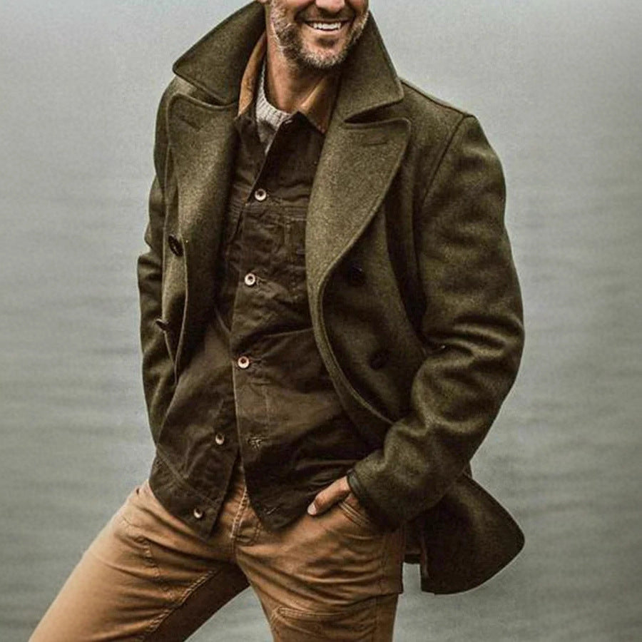 Herren stilvolle Wolljacke im doppelten Schnitt Heidi-Mode