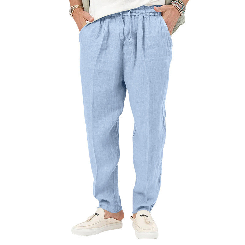 Herren Leichte Leinenhose mit elastischem Bund und praktischen Eingrifftaschen Heidi-Mode