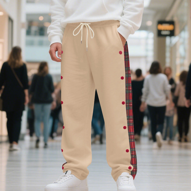Herren Jogginghose mit seitlichen Knöpfen und pattern akzenten Heidi-Mode