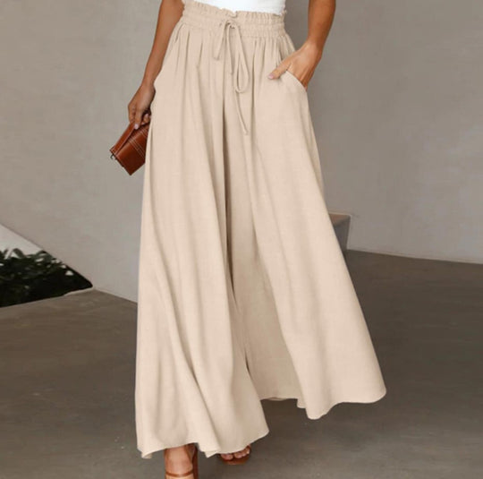 Damen luftige Palazzo-Hose mit elastischem Bund und Seitentaschen Heidi-Mode