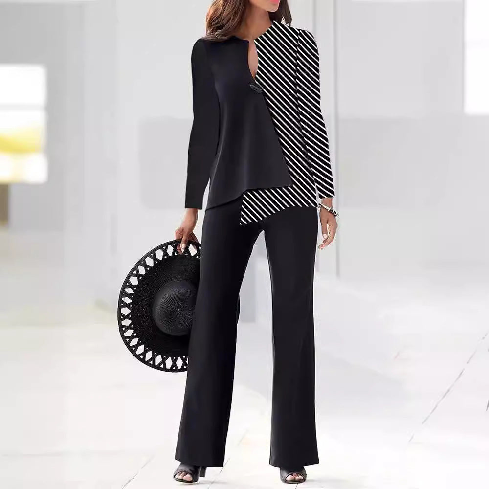 Damen Elegantes und modernes Hosenanzug-Set mit asymmetrischem Design Heidi-Mode