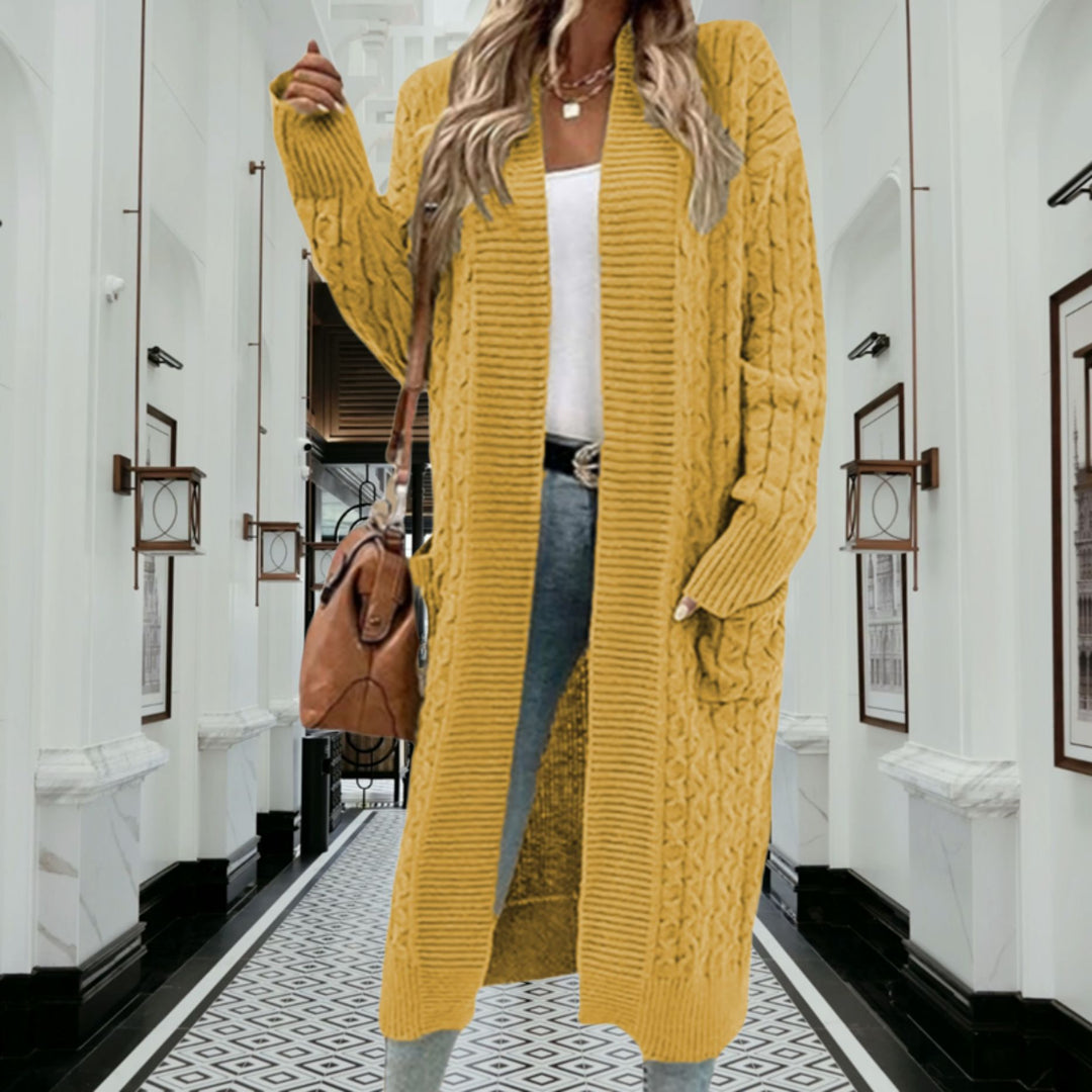 Damen Strickmantel mit Kabelmuster Heidi-Mode