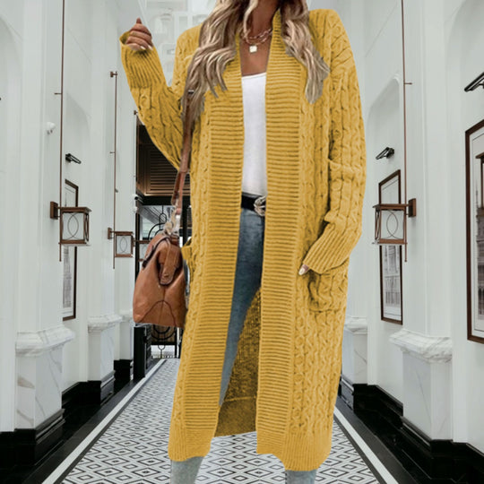 Damen Strickmantel mit Kabelmuster Heidi-Mode