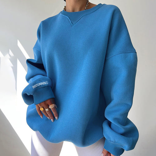 Damen lässiger Oversized Sweatshirt mit Raglanärmeln und besonderen Detailnähten Heidi-Mode