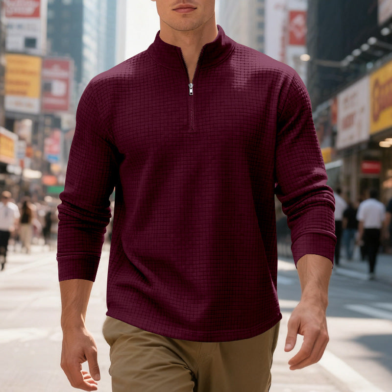 Herren funktionales Langarmshirt mit modernem Stehkragen und Reißverschluss Heidi-Mode