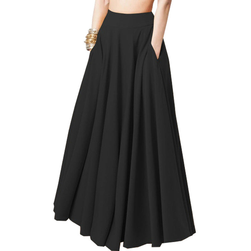 Damen Luftiger Maxi-Rock mit hohem Taillenbund Heidi-Mode