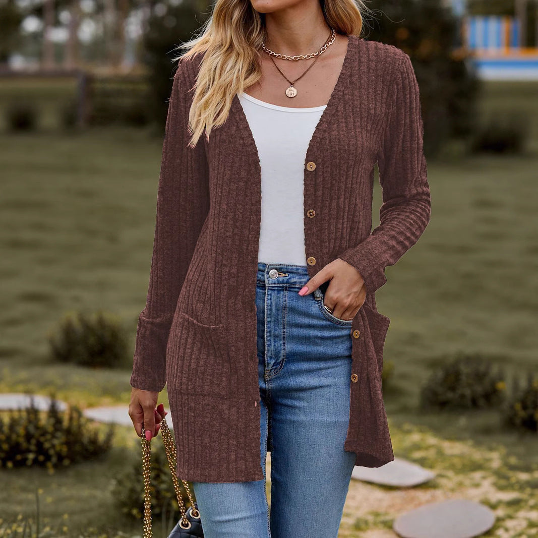 Damen kuschelige Strickjacke mit praktischen Taschen und modischem Rippdesign Heidi-Mode