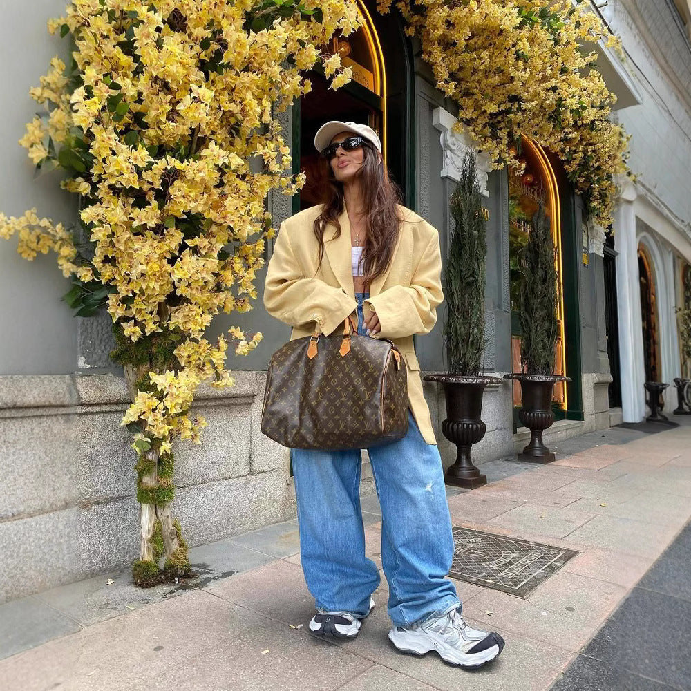 Damen Oversized Blazer aus hochwertigem Leinen Heidi-Mode