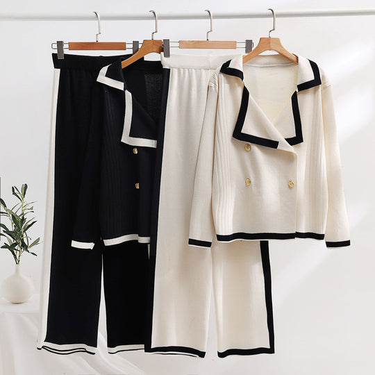 Damen elegantes Loungewear-Set mit Kontrastdetails Heidi-Mode