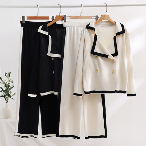 Damen elegantes Loungewear-Set mit Kontrastdetails Heidi-Mode