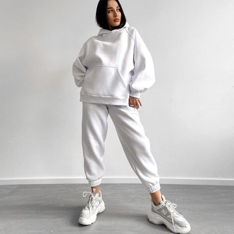 Damen Sportlicher Hoodie- und Jogginganzug mit elastischem Taillenzug Heidi-Mode