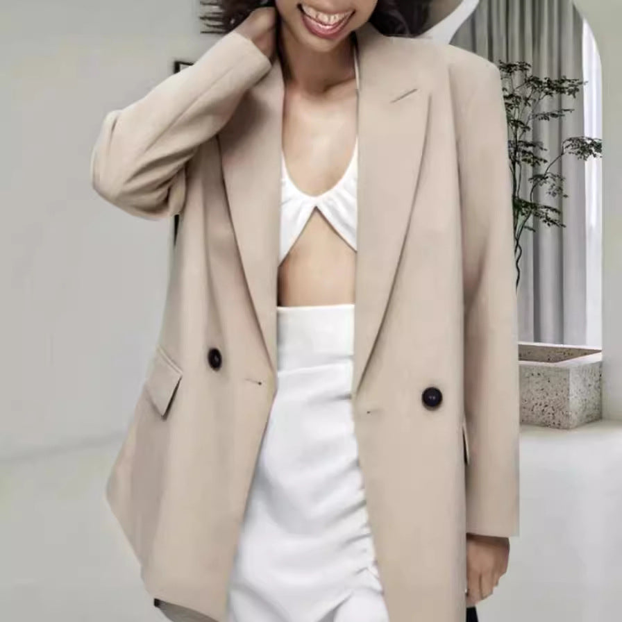 Damen Oversized Blazer mit eleganter Silhouette und dekorativen Knöpfen Heidi-Mode
