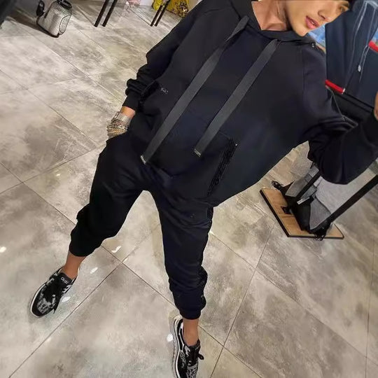 Damen Lässiges Sweat-Outfit mit dekorativem Kordeldetail Heidi-Mode