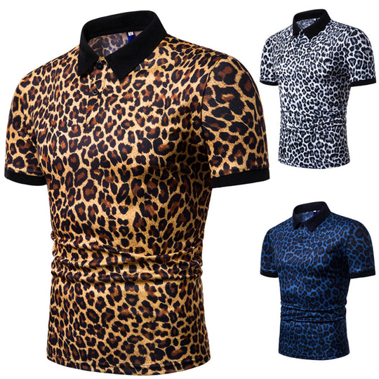 Herren Polo-Shirt mit aufregendem Leopardenmuster und modernem Schnitt Heidi-Mode