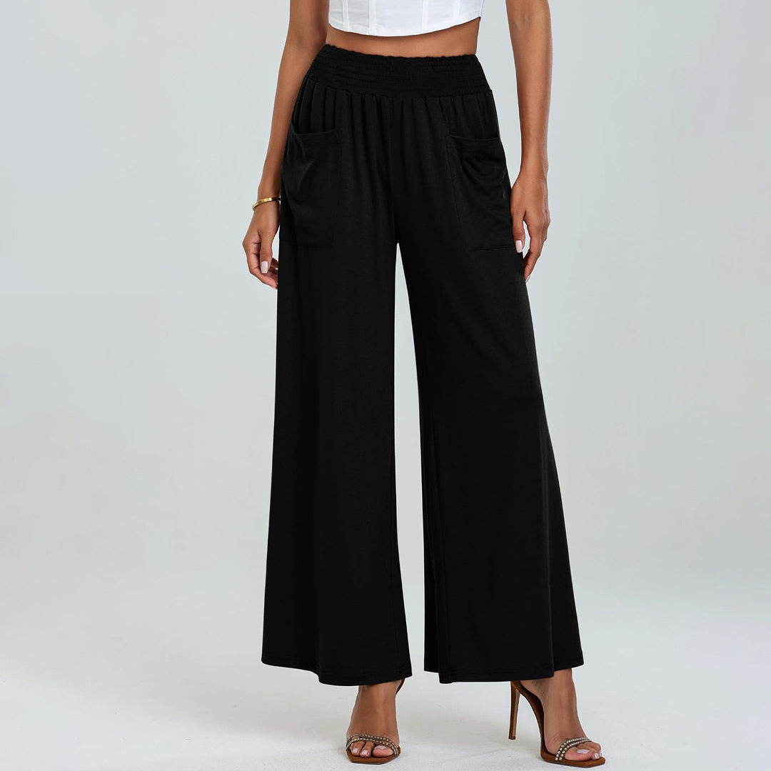 Damen Weite Hose mit elastischem Bund und Seitentaschen Heidi-Mode