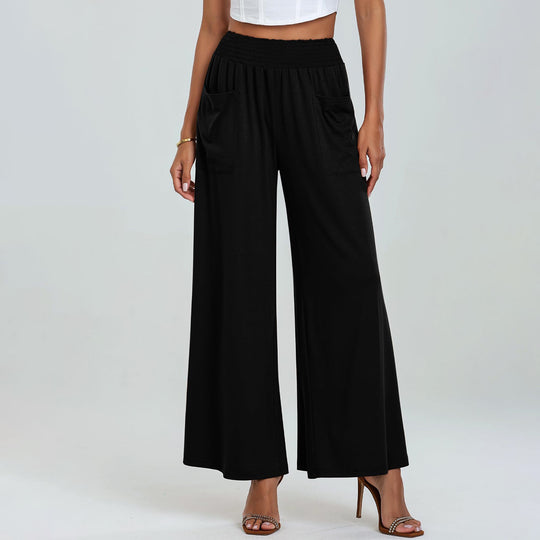 Damen Weite Hose mit elastischem Bund und Seitentaschen Heidi-Mode