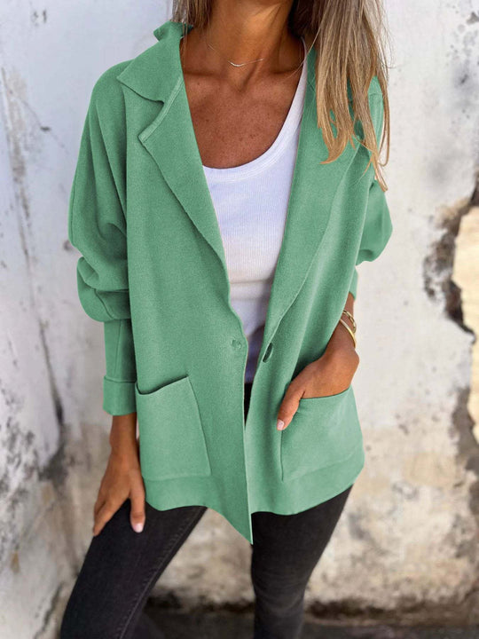 Damen Lässiger Oversize-Blazer mit praktischen Taschen und Knopfverschluss Heidi-Mode