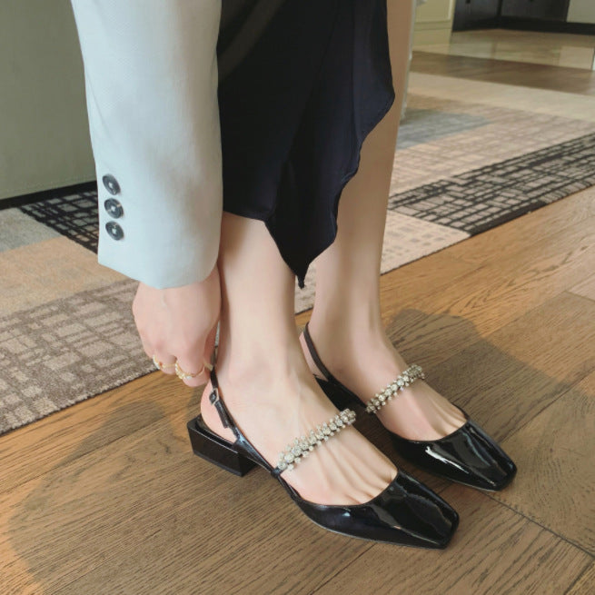 Damen Sling-Pumps mit funkelndem Kristallschmuck und elegantem Design Heidi-Mode