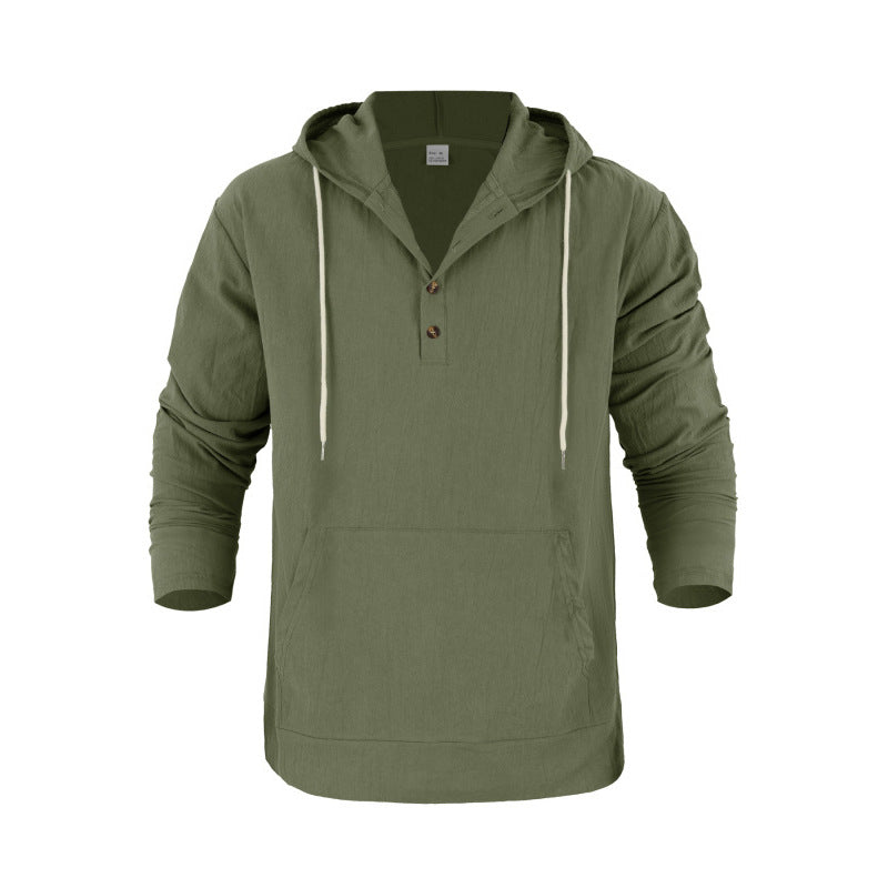 Herren Kapuzensweater mit Knopfleiste und praktischen Taschen Heidi-Mode
