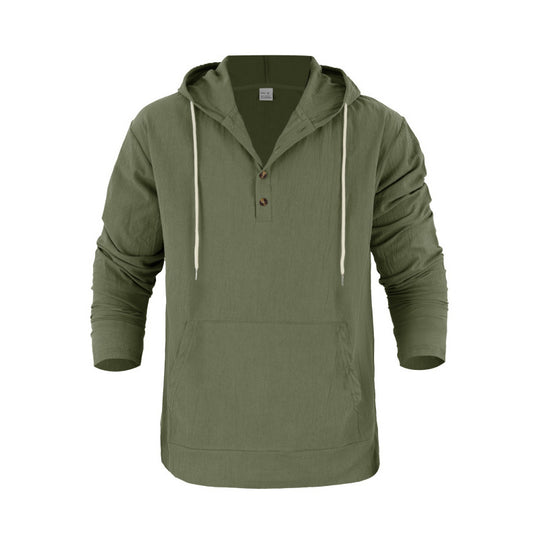 Herren Kapuzensweater mit Knopfleiste und praktischen Taschen Heidi-Mode