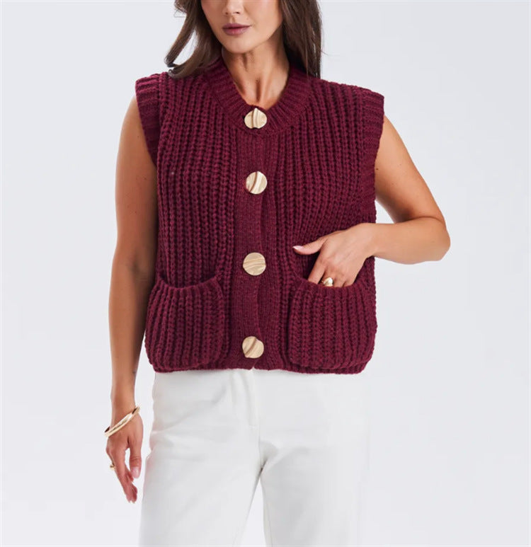 Damen Strickjacke mit goldenen Knöpfen und lässigem Schnitt Heidi-Mode