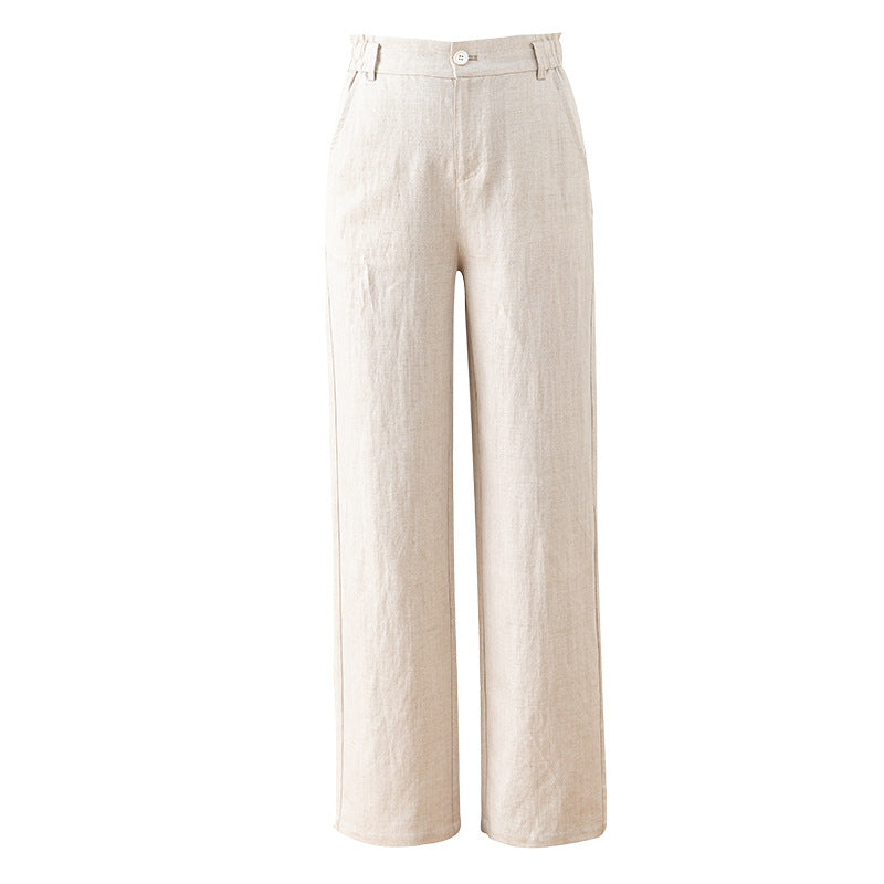 Damen elegante Leinenhose mit weitem Schnitt und praktischen Taschen Heidi-Mode