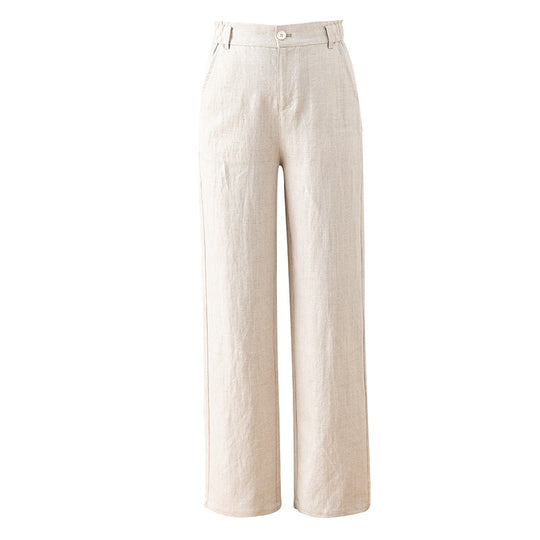 Damen elegante Leinenhose mit weitem Schnitt und praktischen Taschen Heidi-Mode