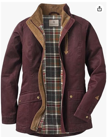 Damen lässige Utility-Jacke mit Karo-Innenfutter Heidi-Mode