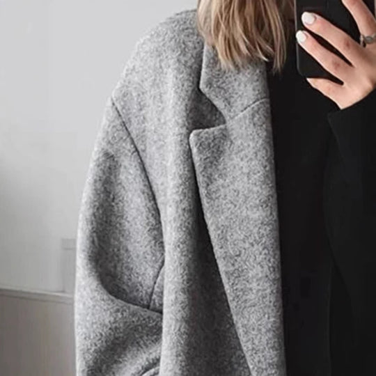 Damen Oversized Wollmantel mit klassischem Schnitt und bequemen Taschen Heidi-Mode