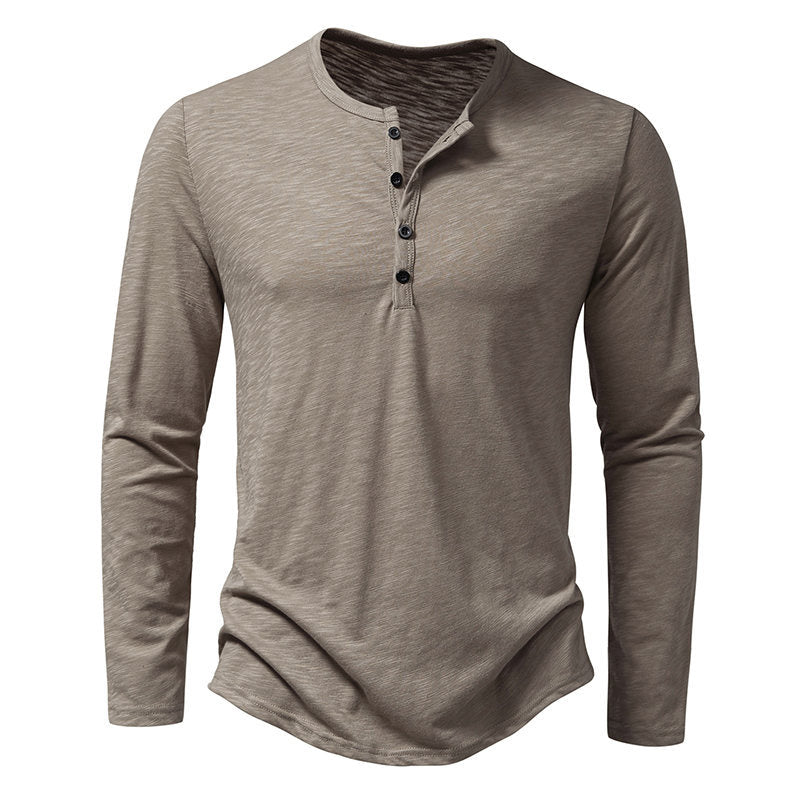 Herren Langarm-Henley-Shirt aus hochwertiger Baumwolle mit modernem Schnitt Heidi-Mode