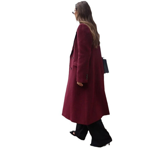 Damen eleganter langer Wollmantel Heidi-Mode
