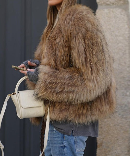 Damen Kunstfelljacke im eleganten und flauschigen Design Heidi-Mode