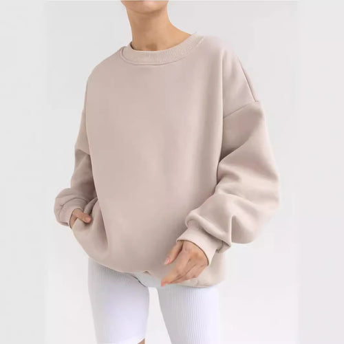 Damen Oversized Sweatshirt mit lässigem Schnitt und hohen Bündchen Heidi-Mode