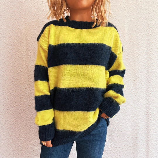 Damen lässiger Streifenpullover im Oversized-Schnitt Heidi-Mode
