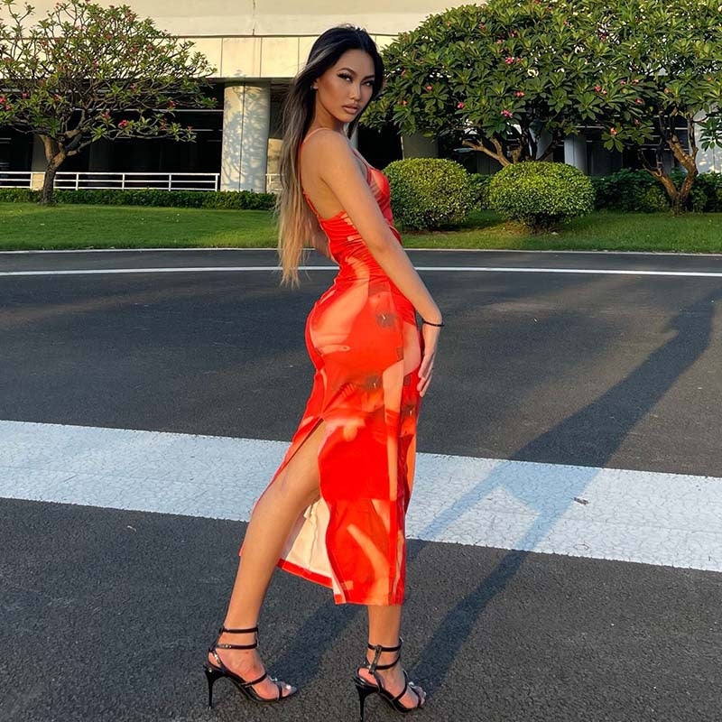 Damen figurbetontes Minikleid mit kreativem Grafikdruck Heidi-Mode