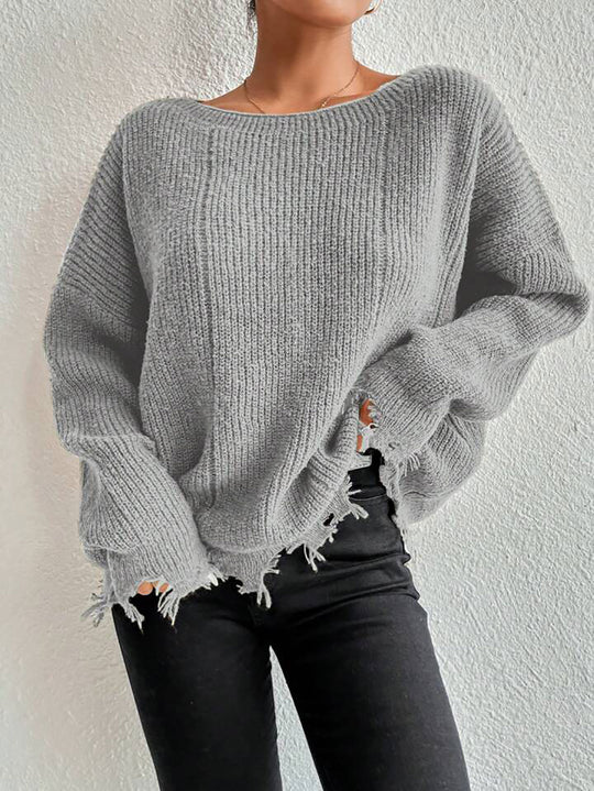Damen Baumwollpullover mit lässigem Oversized-Schnitt Heidi-Mode