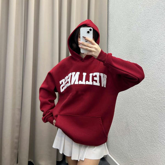 Damen Hoodie mit großem Logo und Kängurutasche Heidi-Mode