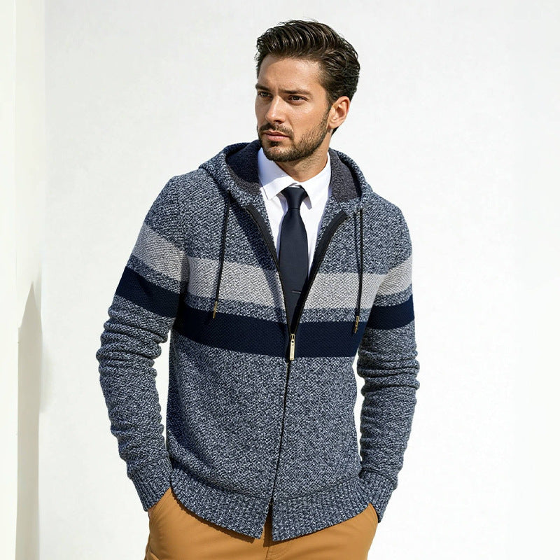 Herren Strickjacke mit modernem Kordelzug und stilvollem Muster Heidi-Mode