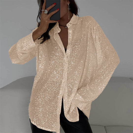 Damen glamouröses Glitzerhemd Heidi-Mode