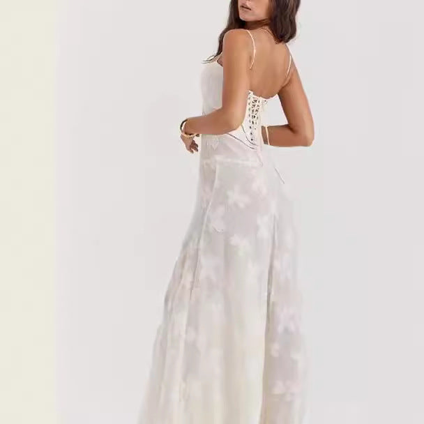 Damen elegantes Abendkleid mit feinen Spitzenverzierungen und Spaghettiträgern Heidi-Mode