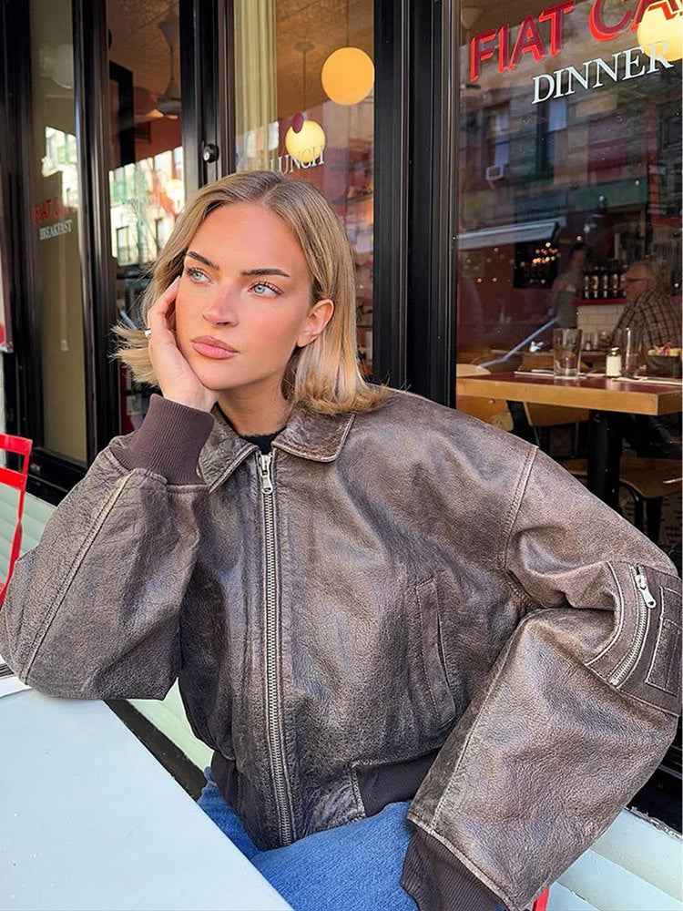 Damen Bomberjacke mit lässigem Schnitt und Zipper-Details Heidi-Mode