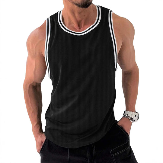 Herren Sportliches ärmelloses Tanktop mit atmungsaktivem Material und modernem Rippendesign Heidi-Mode