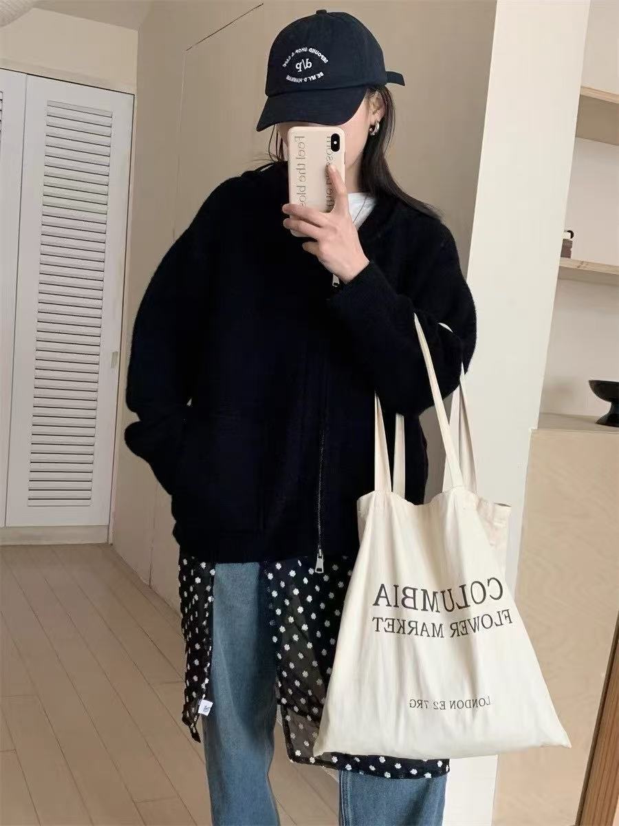 Damen Casual Oversized Strickjacke mit Kapuze und Taschen Heidi-Mode