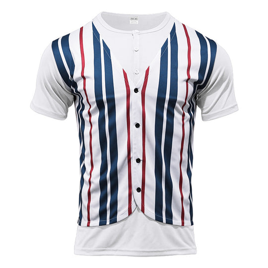 Herren Kurzarm-Henley-Shirt mit gestreiftem Design und modernem Schnitt Heidi-Mode