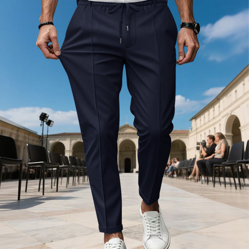 Herren moderne Chinohose mit bequemem elastischem Bund und praktischen Seitentaschen Heidi-Mode